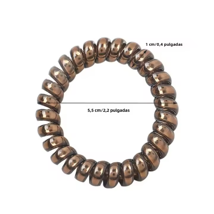 10pcs/Set Scrunchies De Cordón De Teléfono Espiral Cinturones Elásticos Para El Cabello Accesorios Para Mujer Color Metálico - 1