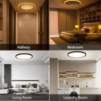 Lámpara techo ultraplana LED dorada, ideal para dormitorios y despachos. Con iluminación trasera ámbar, sirve como lámpara de noche. - details 5