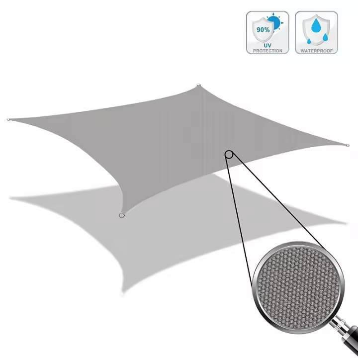 Toldo Vela de Sombra Rectangular 3x5m Negro, Toldo Impermeable con Protección UV para Jardín Terraza Patio Exterior Piscina con Cuerda Gratis - 1