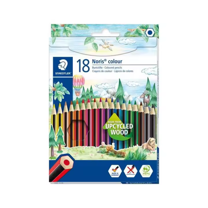 ESTUCHE 18 LÁPICES STAEDTLER NORIS COLOUR lapiz para colorear exagonal - 1