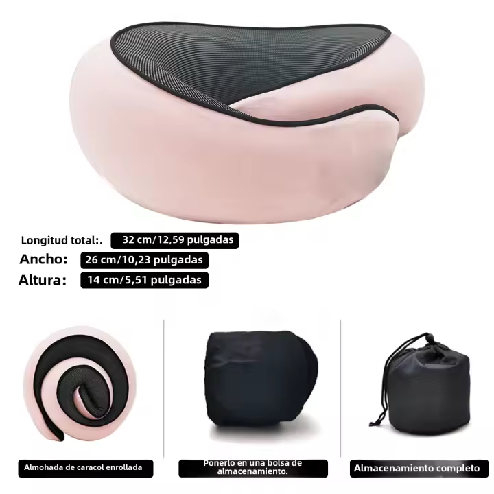 Almohada De Viaje Para El Cuello En Forma De U De Memoria Espuma Soporte De Descanso Ajustable Portátil Suave Para Media Noche Y Sueño - 1