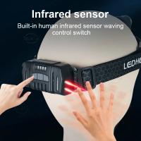 Linterna Frontal LED Potente Con Sensor XPE+COB 7 Modos Para Pesca Y Caza Batería 18650 Luz De Cara Impermeable Con Ángulo De 180° - details 10