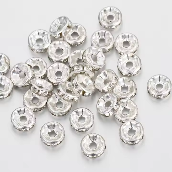 100pcs Cuentas De Cristal Plateado Rhinestone Espaciador Para Pulseras Y Collares Componentes Para Joyería DIY Tamaños Variados - 1