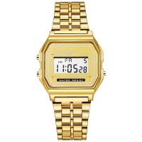 Reloj Digital De Lujo Para Hombre En Acero Inoxidable Dorado Y Plateado Estilo Business Moda Reloj Electrónico Resistente Al Choque - details 4