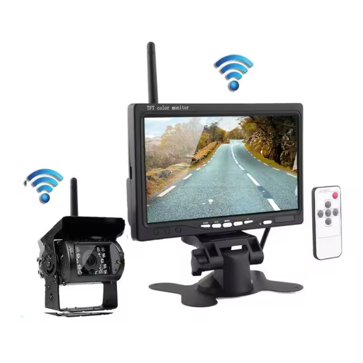 Camecho Car Monitor 7 inch TFT LCD Display Wireless Backup Camera Monitor for Bus Car Rearview Home Surveillance Camera Monitor - 1