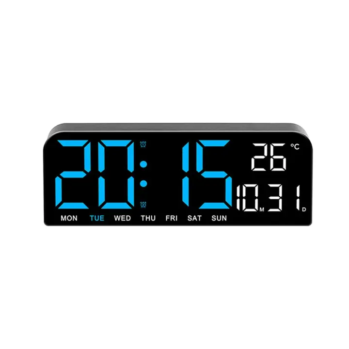 Reloj despertador digital con pantalla de temperatura, reloj de mesa, pantalla LED de 4 niveles de luz ajustable para dormitorio, aula, oficina (color: azul) - 1