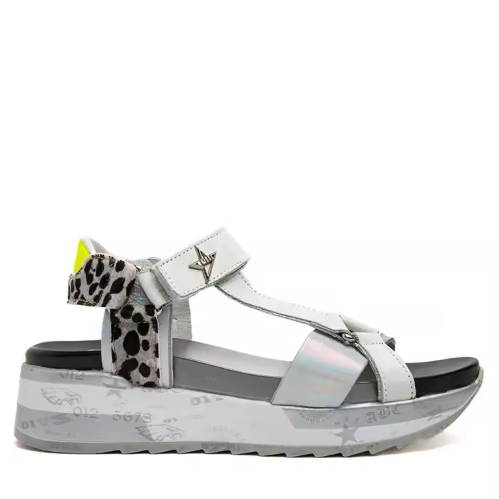 CETTI 1316 Cómoda Sandalia Mujer Piel Blanca Leopardo Plata - 1