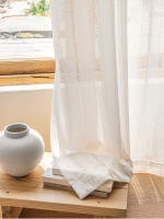 Cortina Blanca Sencilla Y Transparente Con Patrón Geométrico Estilo Bohemio Japonés Para Decoración De Habitaciones Con Bolso De Percha - details 8