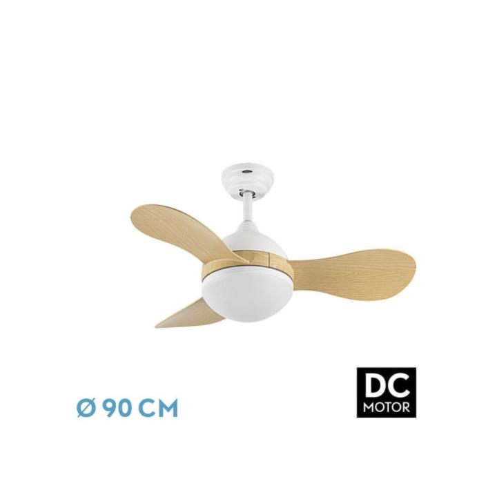 Fabrilamp - Ventilador Dc Solido 24w Blanco 3aspas Haya 91d 2640lm 3000-4000-6500k Remoto+memoria+temporizador — oferta en Miravia