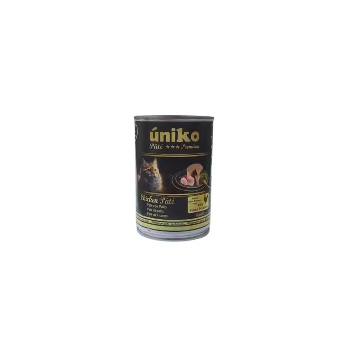 Uniko Cat Pate Premium Pollo Pack 6x400gr Comida Húmeda Gatos Natural - 1