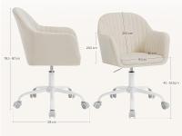 Silla Ergonómica Escritorio, Silla Oficina Giratoria con Ruedas, Respaldo Ancho, Asiento Amplio, Altura Ajustable, Terciopelo, Rosa - details 4
