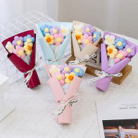 Mini Bouquet De Flores Tejidas Creativo Decoración Floral De Lana Decoración De Hogar Para Aniversario Cumpleaños Graduación - details 0