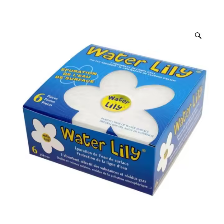 WATER LILY ABSORVENTE DE RESIDUOS GRASOS PQS Absorbente específico de residuos grasos (aceites, cremas…), activo hasta su saturación, de 4 a 6 semanas. Protege la línea de flotación depurando la superficie del agua, cómodo formato de esponja absorbente.. - 1