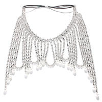 Peinado De Boda Stonefans Con Rhinestone Trenzado Largo De Perla Agua Caída Cristal Headdress Para Diadema Joyería De Cabello Para Mujer - details 1