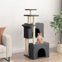 vidaXL Rascador para Gatos con Postes de Sisal Árbol Torre de Escalada Color Crema,  Gris claro,  Gris oscuro y mas - details 2