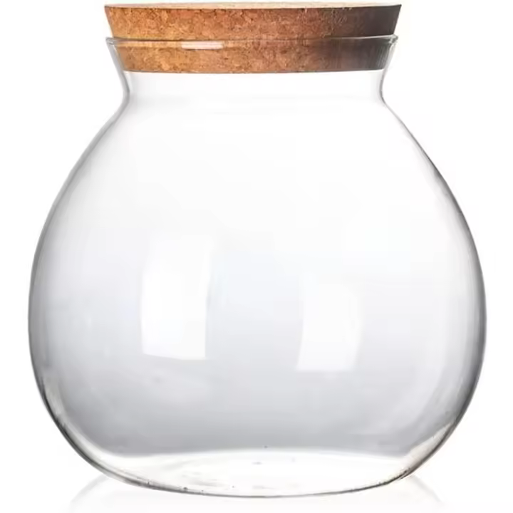 Tarro de Vidrio Redondo transparent with contentio de Corcho para té, Tarro DIY para almacenamiento de Cocina - 1