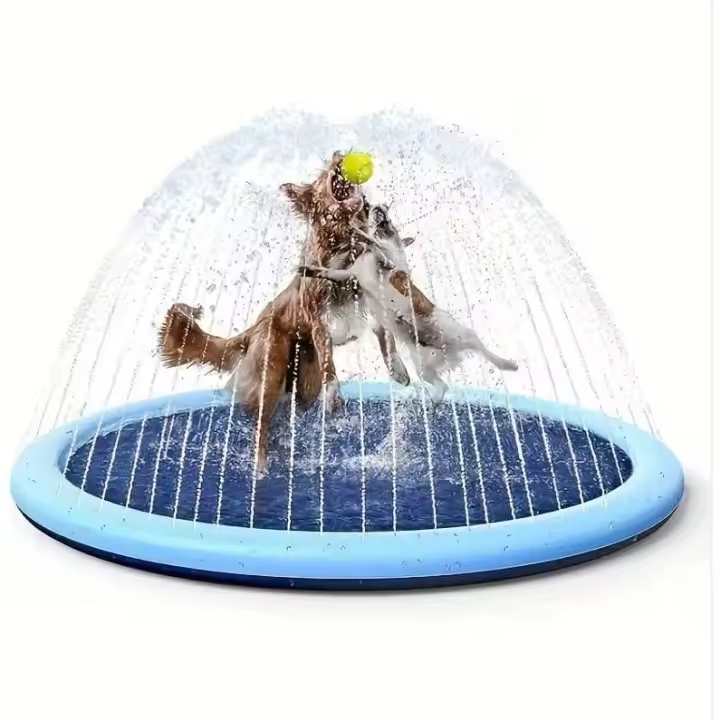 Piscina para Perros Grandes,  Piscina Plegable para Perros Splash Pad Perro, Antideslizante Tapete de Juegos de Agua, Juguete de Verano para Jardín al Aire Libre - 1