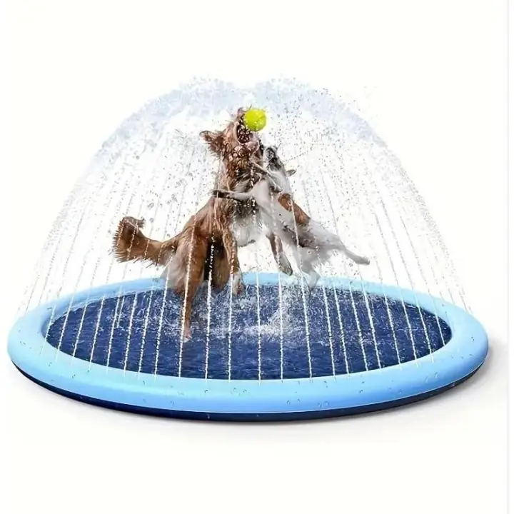 Piscina para Perros Grandes,  Piscina Plegable para Perros Splash Pad Perro, Antideslizante Tapete de Juegos de Agua, Juguete de Verano para Jardín al Aire Libre - 1