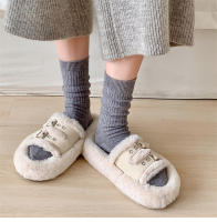 Calcetines Retro Para Mujer Estilo Japonés Otoño Nuevo Color Sólido Calientes Para Casa Simples Ciclista Transpirables Casuales Rayados Sueltos - details 0