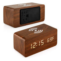 Reloj De Alarma Digital De Madera Con Carga Inalámbrica Reloj LED Con Hora Fecha Temperatura Para Escritorio Oficina Lado Del Cama Moderno - details 9