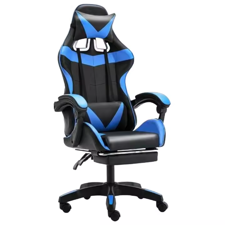 Silla de gaming CON repozapiel Oficina Soporte Lumbar Giratoria Escritorio Sillon Ruedas Despacho casa sillas profesional LOL ordenador WCG CON Reposapiés - 1