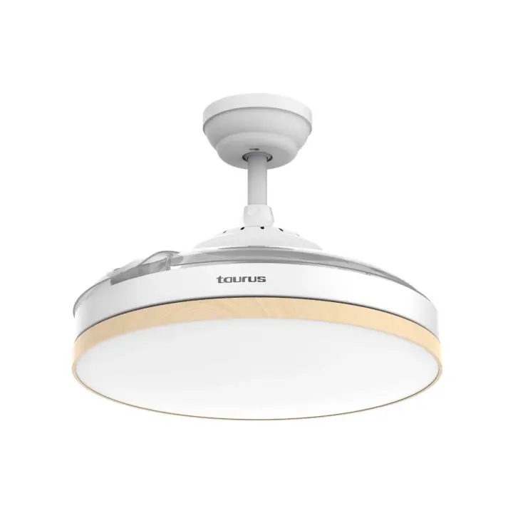 Taurus - Ventilador de Techo Retráctil Polar Invisible  6 Velocidades  3 Aspas  Motor DC Ultra silencioso  Temporizador  Función Verano Invierno  Luz LED 3 iluminaciones - 1