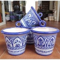 Set de 3 Macetas para colgar - 14 cm. (5.5 in.) - Pintadas a mano - Toledo (España) - Set of 3 Ceramic hanging plants pots - Planter pots - - details 1