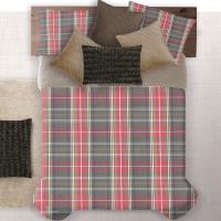 Manterol - Edredón quilt de borreguito cuadros escoceses verde y rojo. Tejido térmico sherpa muy cálido, suave y mullido para un descanso reparador en invierno. - details 1