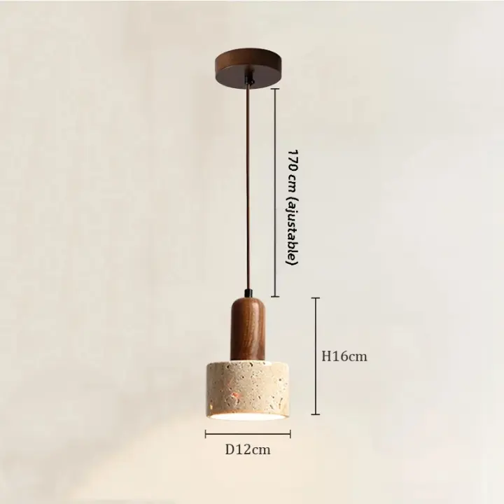 Lámpara Colgante De Carrilera LED Amarilla Marmol Japonés Wabi Sabi Travertino Nórdica Para Lateral De Cama Restaurante Pasillo Decoración - 1