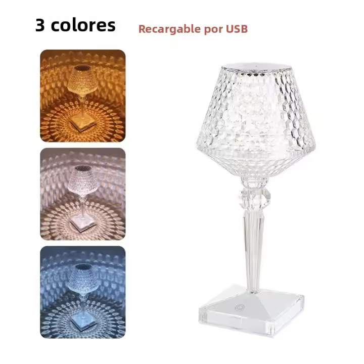 Lámpara De Mesa Recargable De Cristal Con Luz Cambiante Protección Para Los Ojos Decoración Para El Hogar Y Dormitorio Luz Nocturna Táctil - 1
