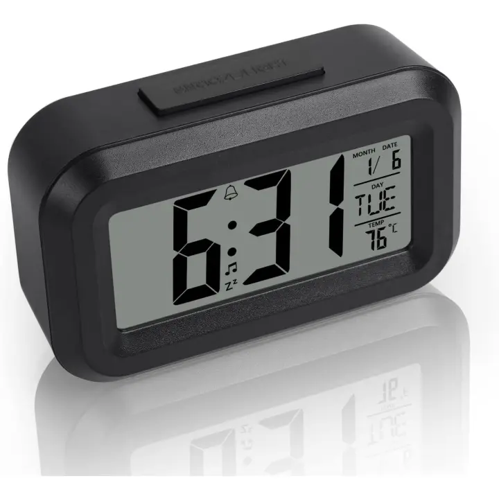 Reloj Inteligente de Cabecera, Despertador Digital de 12/24 Horas with LCD Retroiluminación, para Dormitorio, Oficina y Viajes - 1