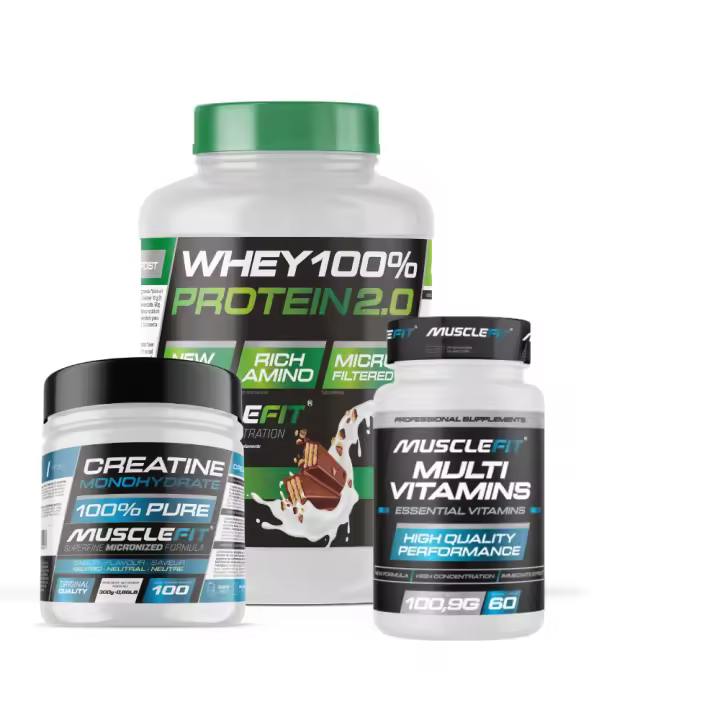 Pack WHEY 2kg + Creatina 300g + Multivitaminas 60 cáps - MuscleFit│Avance Muscular - 1