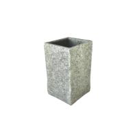 Maxia Market - Accesorios de baño de poliresina vaso loción dispensador de jabón plato de jabón jabonera cepillo de inodoro escobilla de aseo cuadrado gris oscuro efecto piedra - details 1