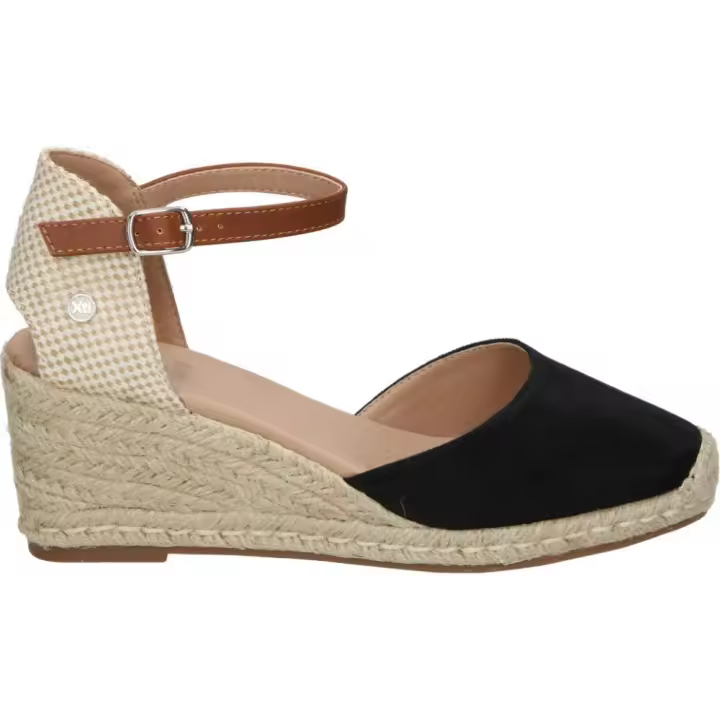 XTI | Sandalias de Cuña XTI para Mujer – Alpargatas con Cuña en Color Negro – Yutes de Cuña con Hebilla – Espadrilles de Estilo Casual – Cuña Media y Cómoda – Versátiles y Combinables – Modelo 140746 - 1