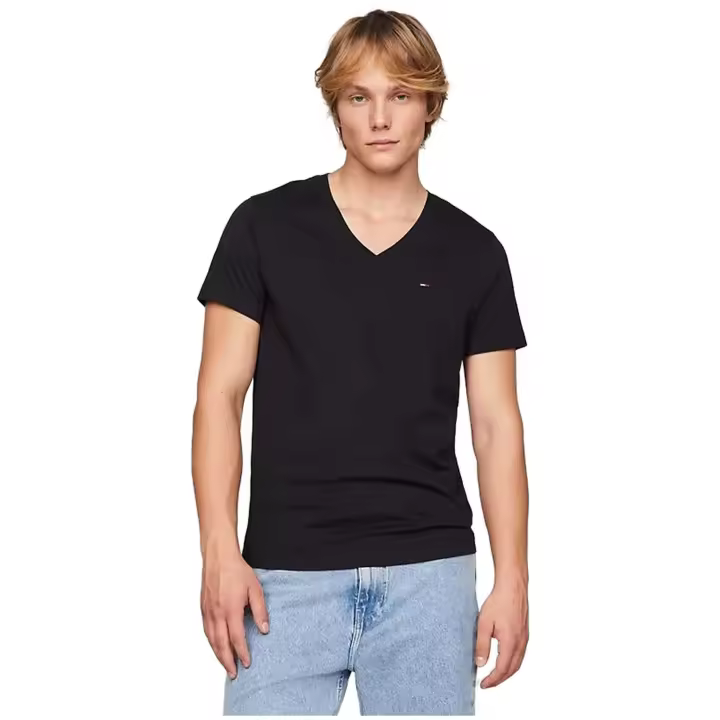 Camiseta de Manga Corta Tommy Hilfiger V-Neck T-Shirt para hombre en color negro - 1