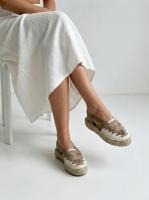 Calzados soraia, Alpargatas de plataforma para mujer con diseño de cintas cruzadas, sandalias de esparto con suela de yute trenzado, calzado casual de lino transpirable, sandalias planas con tira trasera elástica estilo boho. - details 13