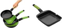Safe Verdes + PRIOR - Grill Asador Liso, Aluminio fundido con antiadherente Teflon Classic, 28 cm Prior - Set de 3 sartenes, aluminio antiadherente, 18, 22 y 26 cm, incluye dos Salvamanteles - details 0