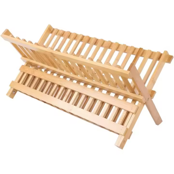 Estante de secado de Folg, estante de plato, estante de plato de bambú Folg utensilio al aire libre Rack para suministros de cocina en casa - 1