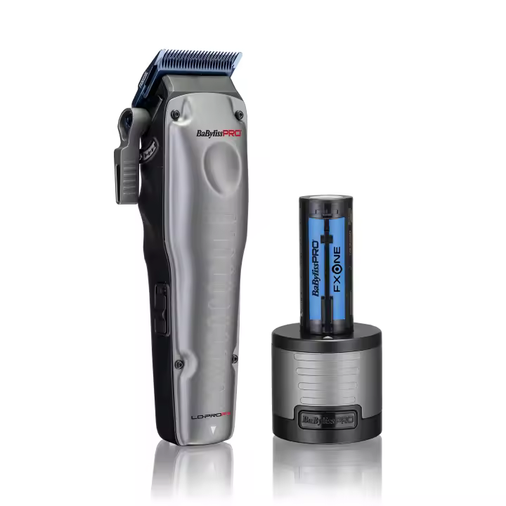 BabyLiss Pro Máquina FXONE LO-PRO Clipper Grey - Máquina de Corte Inalámbrica - Color Gris - FX829E - Cortapelos Profesional - 6800 rpm - Cuchilla Ajustable 45mm de Azul Titanio - 1