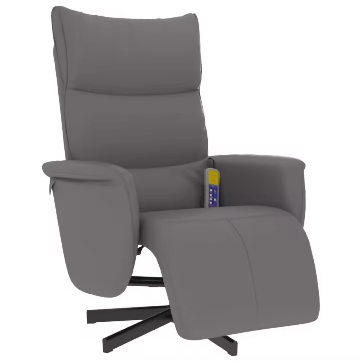 vidaXL Sillón reclinable de masaje con reposapiés cuero sintético Marrón, Gris, Capuchino Sillon Dormitorio Sillon Comodos Silla Relax Sillón Sofá - 1