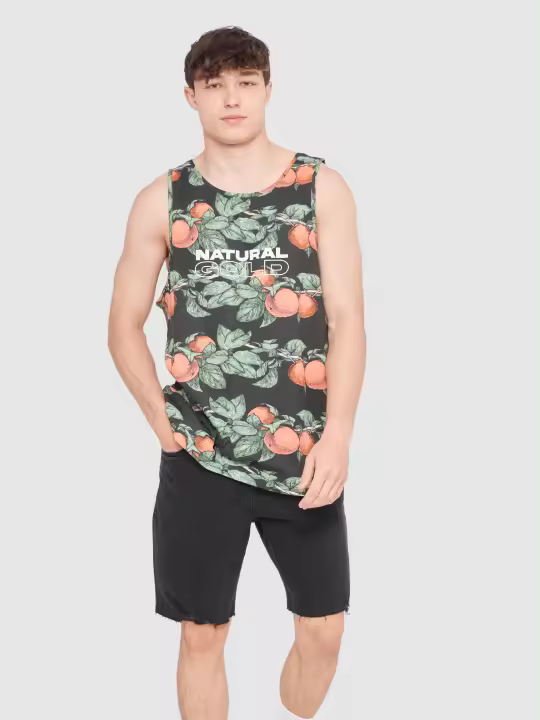 Dale un toque fresco y divertido a tu look con esta camiseta de tirantes estampada con frutas tropicales INSIDE - 1