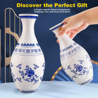 Vaso De Puzzle 3D Azul Y Blanco Diseño De Porcelana Plástico Decoración De Hogar Y Arreglo De Flores Regalos Para Niños Juguete Educativo Para Housewarming - details 4