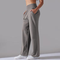 Pantalones Rectos De Pierna Ancha Para Mujer Casual Pantalones De Oficina Cintura Alta Holgados Para Danza Leggings Sin Costuras De Nylon - details 17