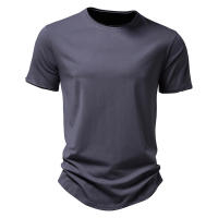 Novedad de verano, camiseta de manga corta de color liso para hombre, talla europea, tops informales, camiseta de algodón con cuello redondo - details 5