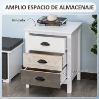HOMCOM Mesita de Noche Moderna Mesilla de Noche con 3 Cajones Mesa de Noche para Dormitorio Salón 50x38x65 cm Blanco - details 3