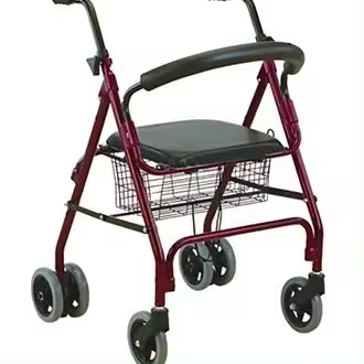 Andador Anota Freno Push Aluminio con Asiento y Cesta Rojo - 1