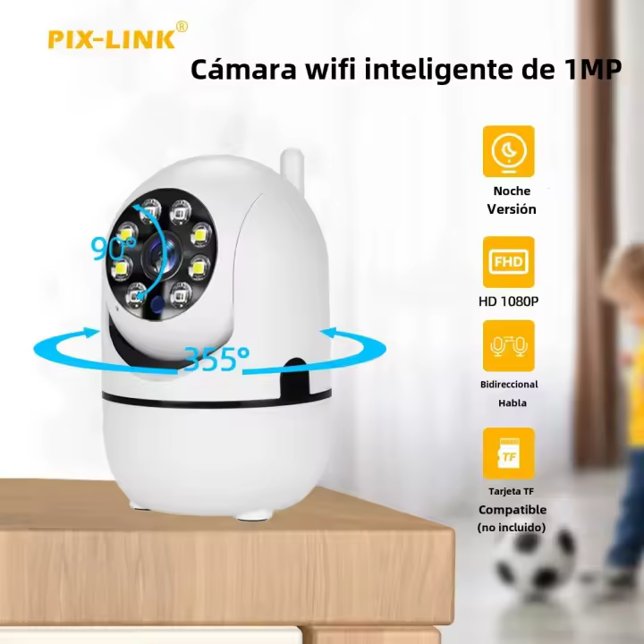 Cámara IP De Seguridad Para El Hogar 1080P Monitor De Bebe Con Reloj Nocturna Y Seguimiento Automático WiFi Doméstico Cámara Dome Blanco - 1