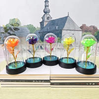 Rosa Artificial Con Luz LED De Aluminio Y Vidrio Para Decoración De Fiestas Simulación De Flor Eterna Regalo Para Mujeres Aniversario Navidad - details 3