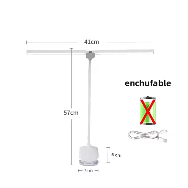Lámpara De Lectura LED Doble Con Pinza Y Control Táctil Dimmer Protección Ocular Para Dormitorio Estudio Oficina - 1