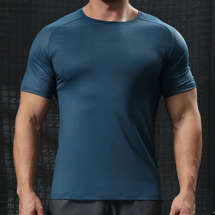 Camiseta Deportiva De Secado Rápido Para Hombres Manga Corta Entrenamiento En Gimnasio Camiseta De Fitness Transpirable Para Correr Sportswear - 1